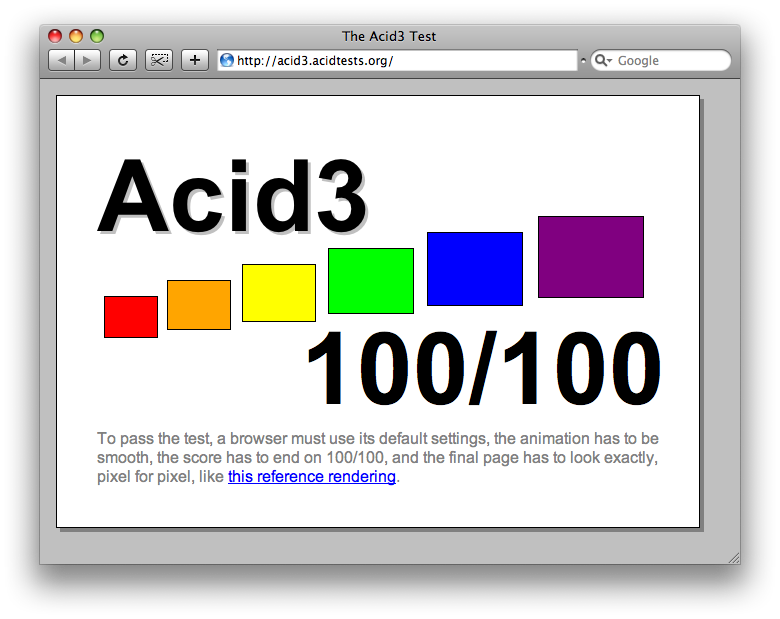 WebKit achieves Acid3 100/100 in public build