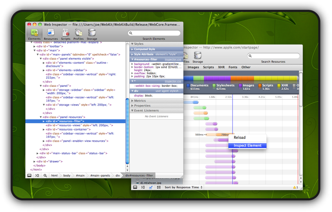 Work on the Web Inspector using the Web Inspector!