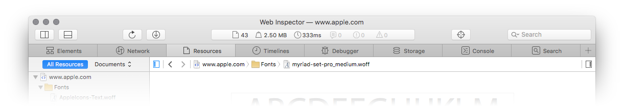 Web Inspector Tab Bar