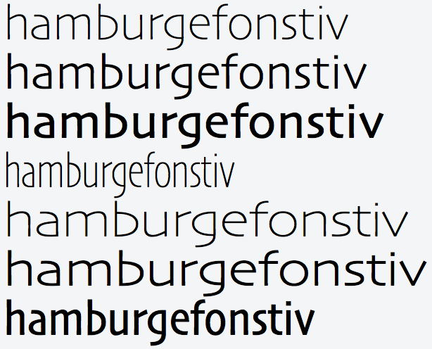Font weight and width variations